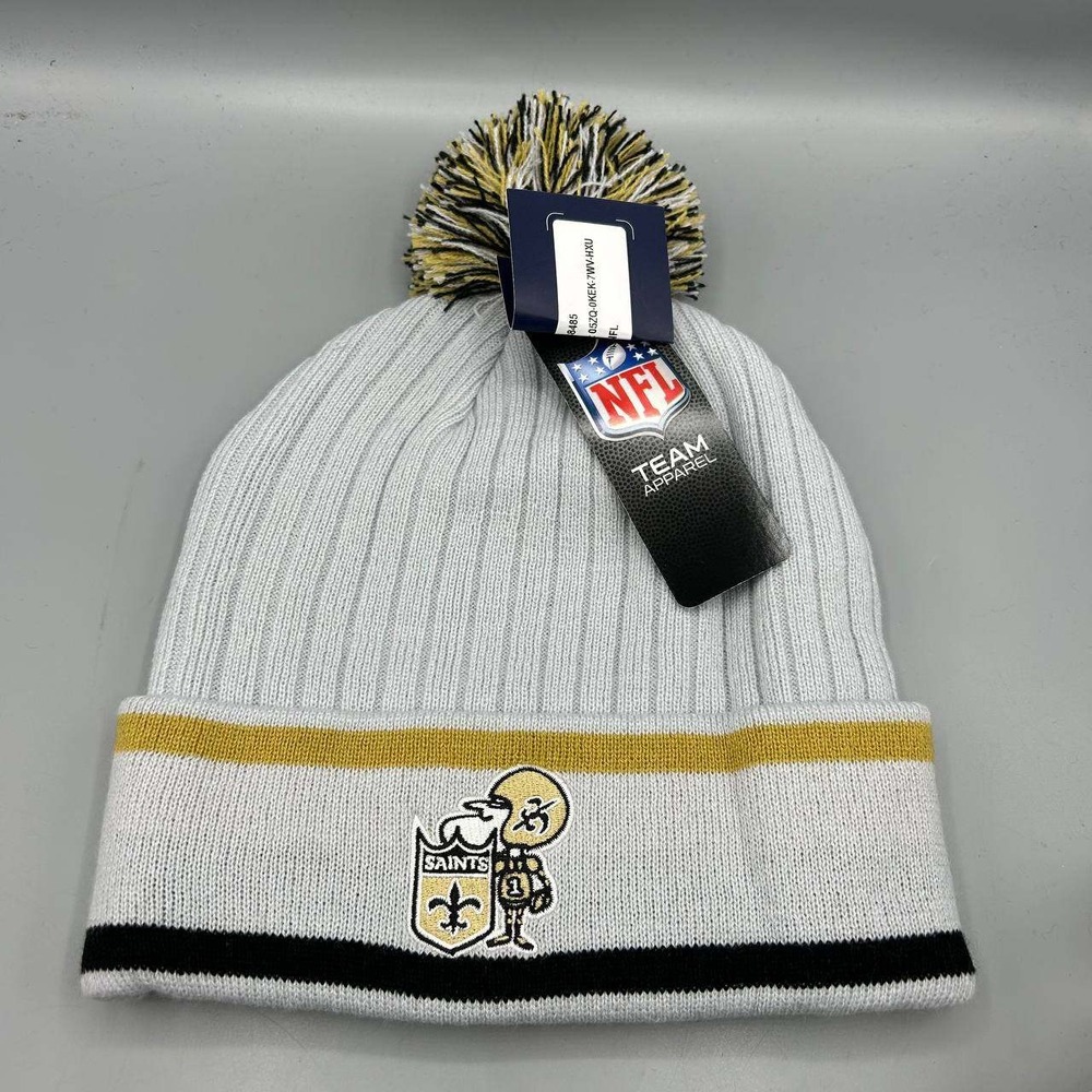New Orleans Saints NFL Hat Men Gray Fanatics Cuffed Beanie Pom Pom Cap New